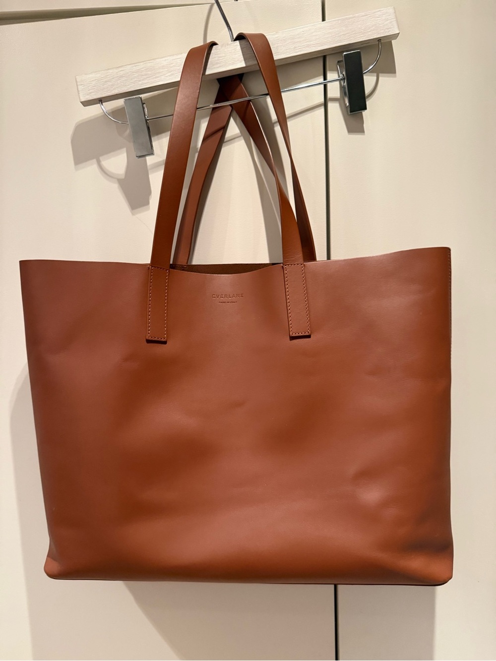 Everlane Italian Leather Market Day Tote XL with Shoulder Straps Cognac EUC - Picture 4 of 8